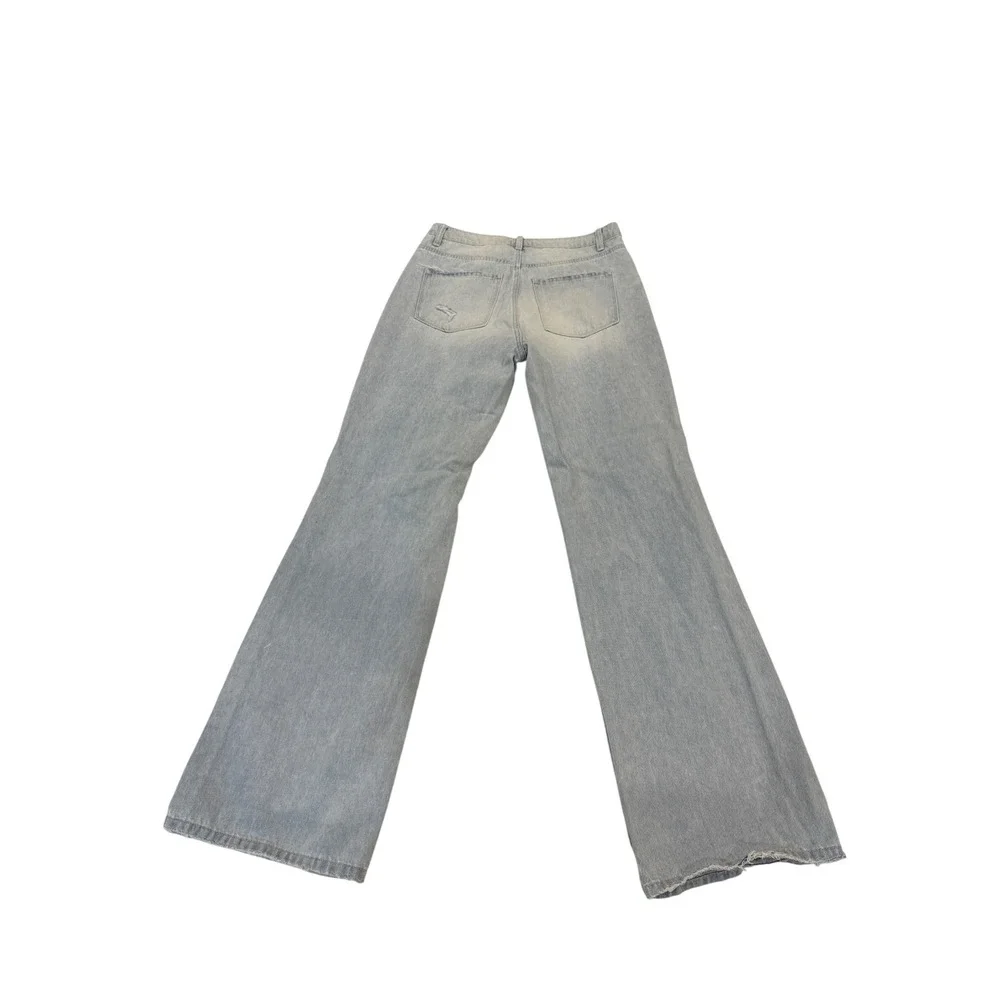 VERVE HIGH WAIST DISTRESSED WIDE LEG JEANS LIGHT‎ WASH DENIM SIZE 29